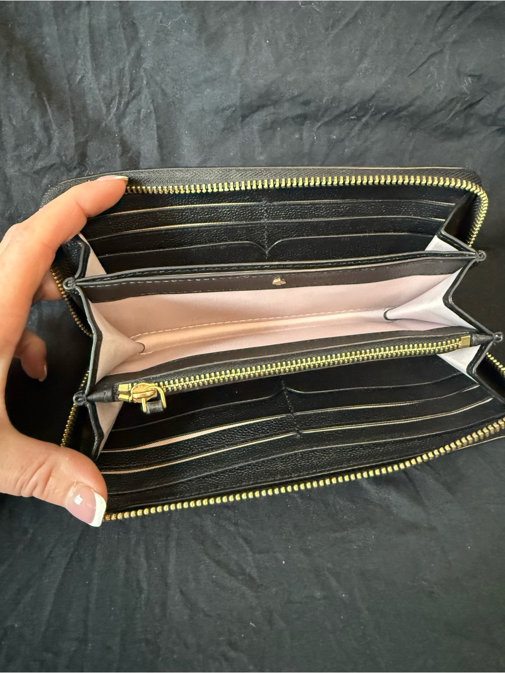 Kate Spade Toujours Zip Around Continental Wallet in Black Pebbled Leather - Picture 6 of 9